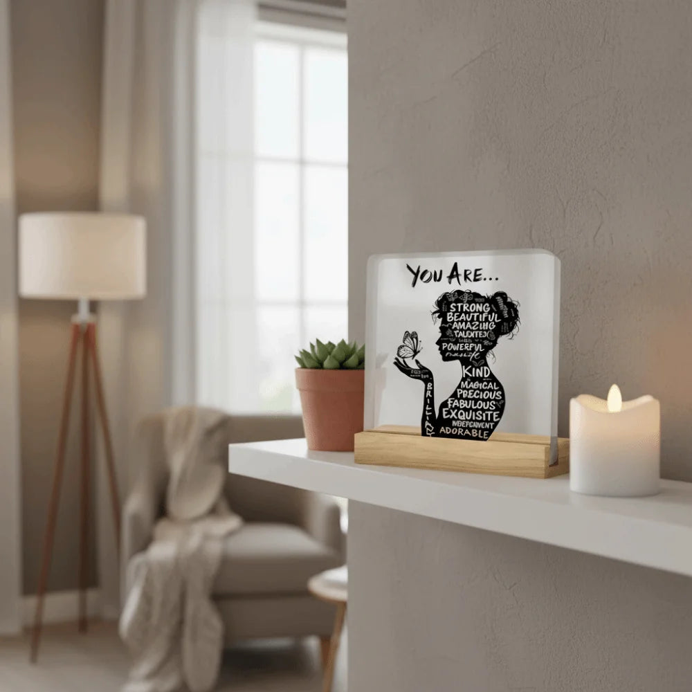 Fashion 2D Design Inspirational Plaque Clear Acrylic Desktop Decoration Ornaments Positive Affirmation Decor Desk Decor Vue