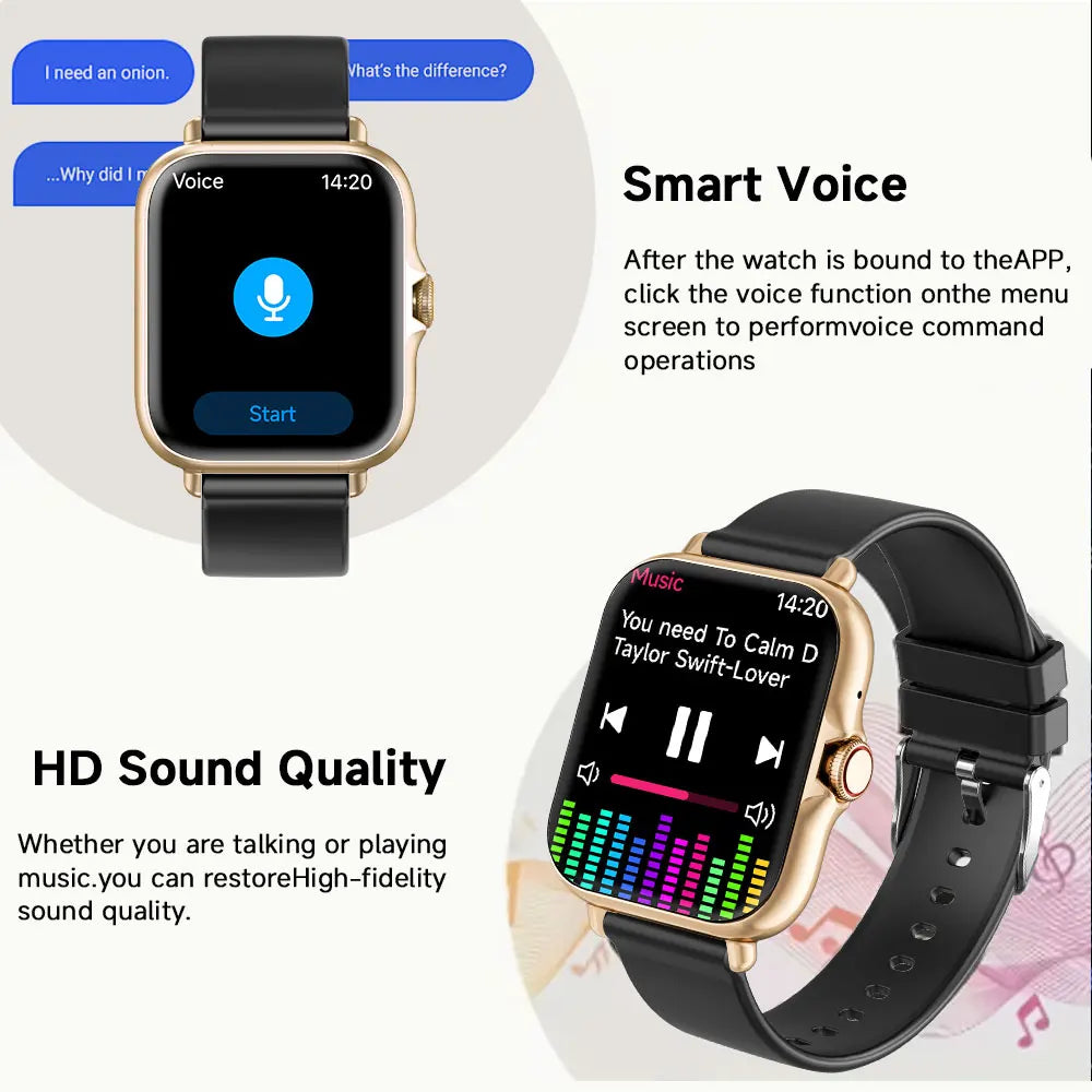 Ultra-Low Power Chip Smartwatch for Andorid/IOS Bluetooth Call Music Control Sports Voice Assistant Metal Body Christmas Gifts Vue