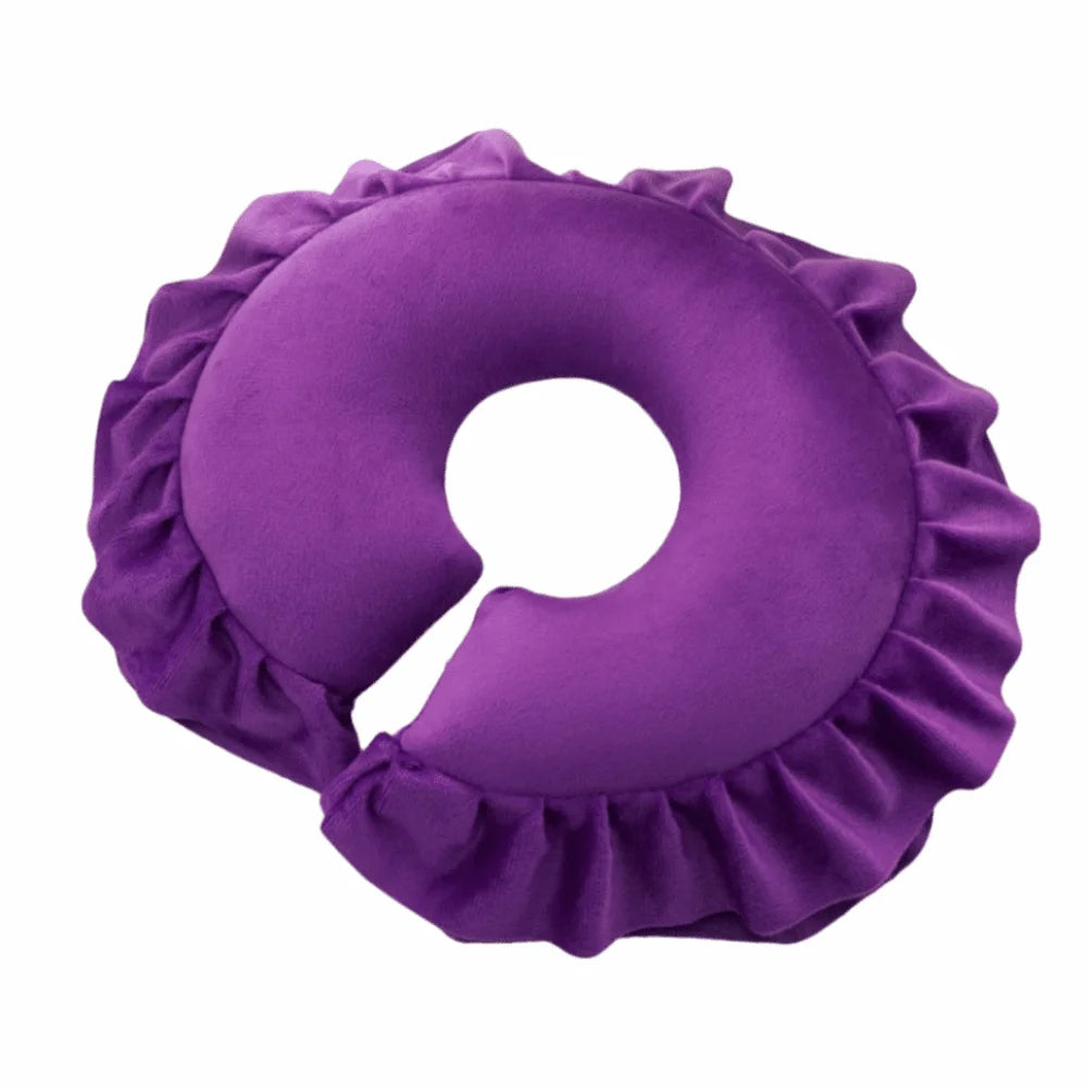 Comfortable Face Pillow Hole Design PP Cotton Massage Cushion Facial Support Soft Face Cradle Pillow Facial Treatments Vue Purple