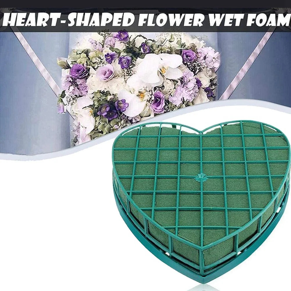 ABKW-4Pcs Floral Foam Heart-Shaped Flower Holder With Floral Foam For Wedding Centerpiece Party Car Table Floral Arrangement Vue