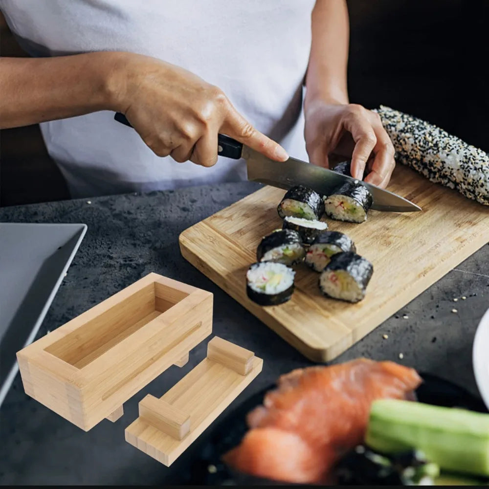 Easy To Clean Wooden Sushi Press Mold Rectangular Portable Thousand Layer Sushi Mold Flat Press Sushi Press Maker Sushi Making Vue