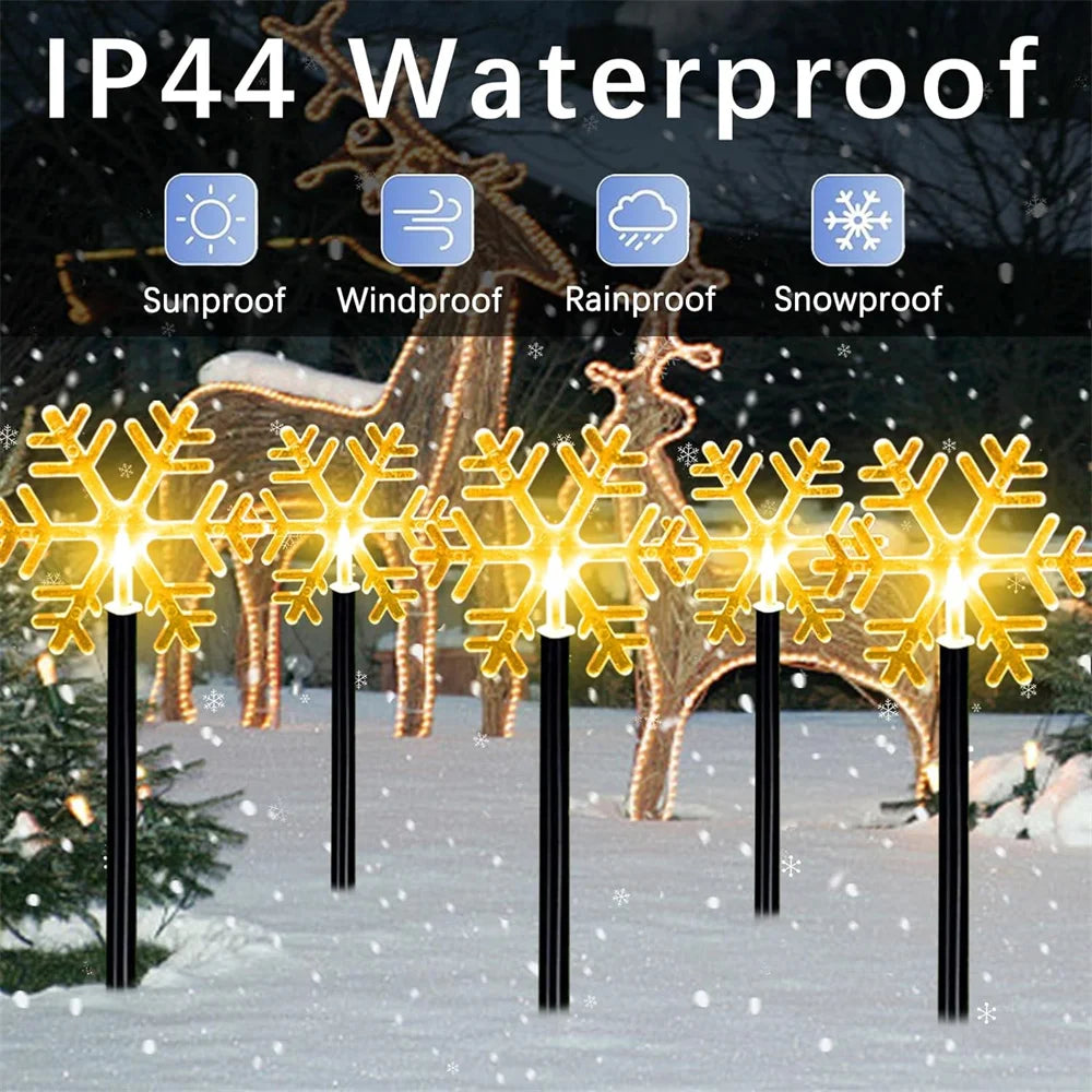 Solar Christmas Pathway Lights 5 Pack Solar Snowflake Lights with Stake Outdoor Waterproof Landscape Lights Decorative Vue