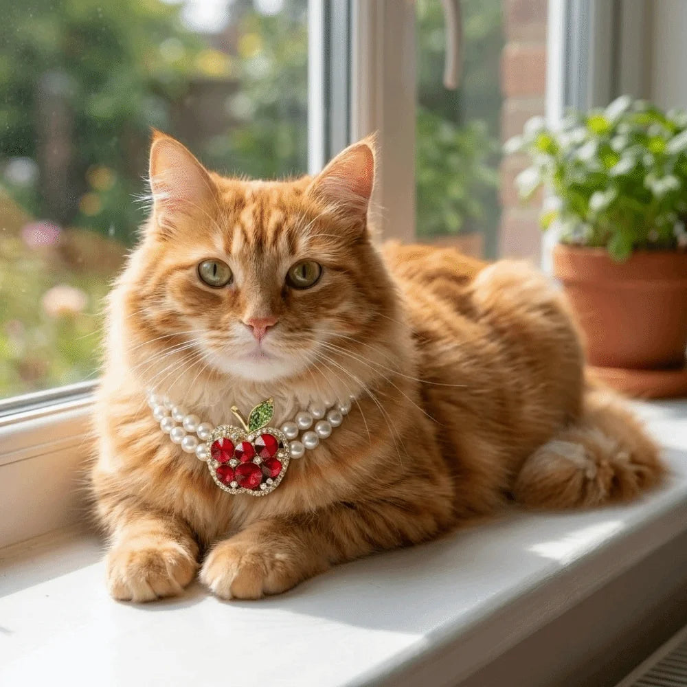 Adjustable Pet Pearl Necklace Bling Double Layer Bead Chain Diamond Studded Pet Collars Elegant Pet Simulated Pearl Collar Party Vue