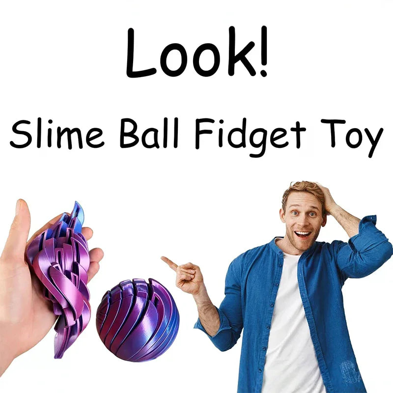 Slime Ball Fidget Toy 3D Printed Twistsphere Fidget Toy Gear Liquid Flow Ball With Rotating Design Anxiety Relief Toys For Offic Vue