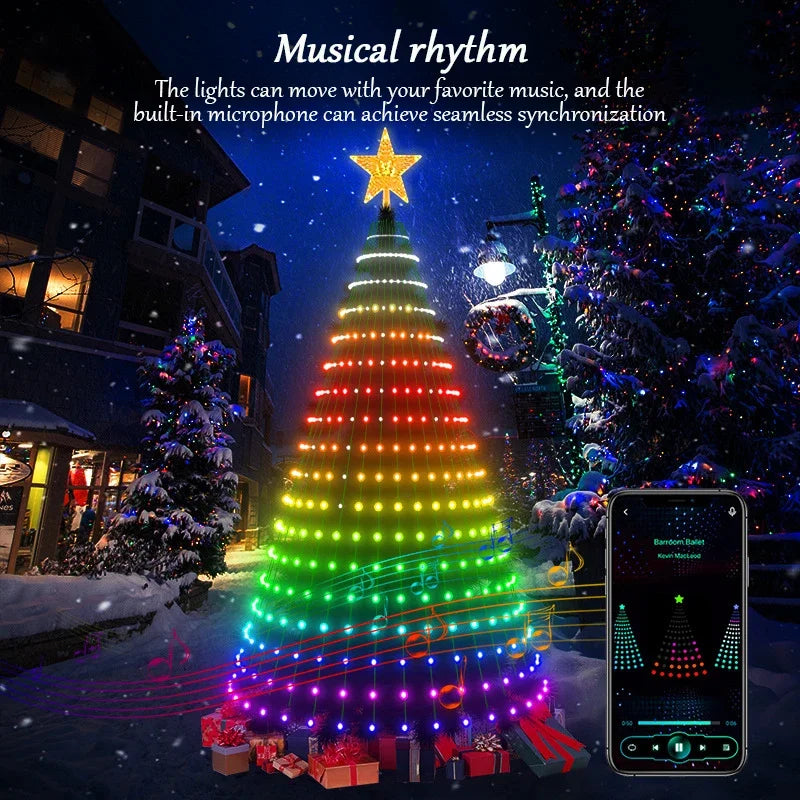 2.1M LED Christmas Tree Decorative Light Lntelligent iDeal LED APP Application Control DIY Lmage Light String For Quick Shipping Vue
