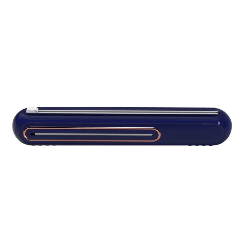 Wall-mounted Magnetic Cling Film Cutting Box Refillable Two-way Sliding Cutter Tin Aluminum Foil Dispenser Viewable Window Vue Blue