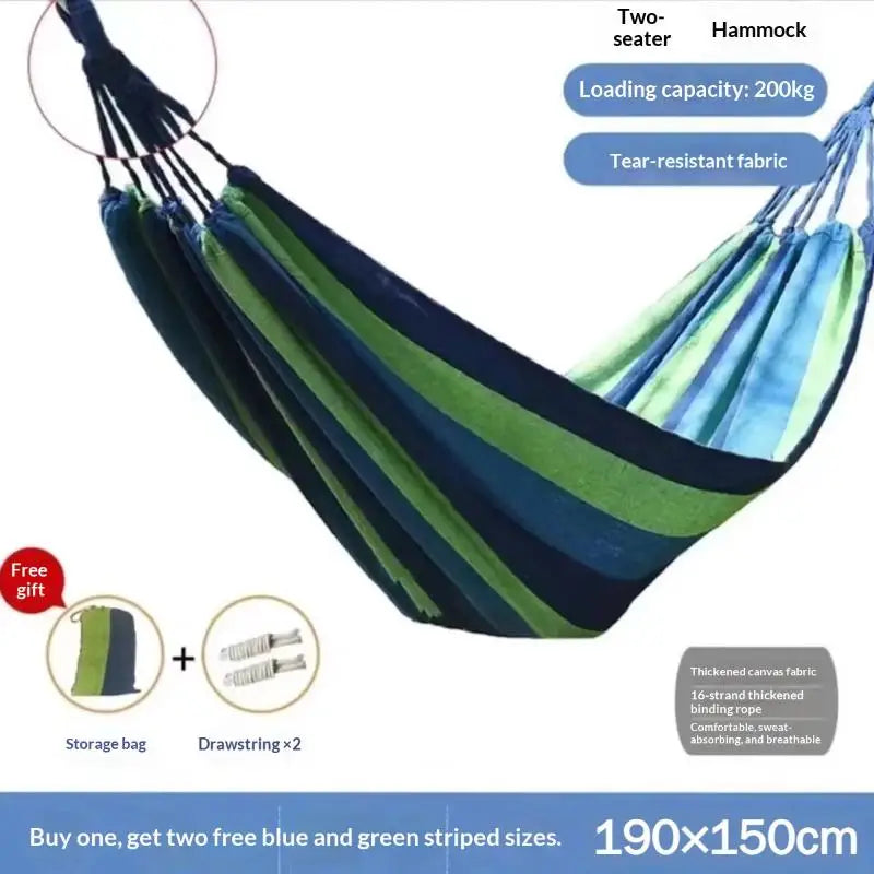 Outdoor Swing Thick Canvas Camping Hammock Easy Carry Store Vue 190 x 150cm Blue