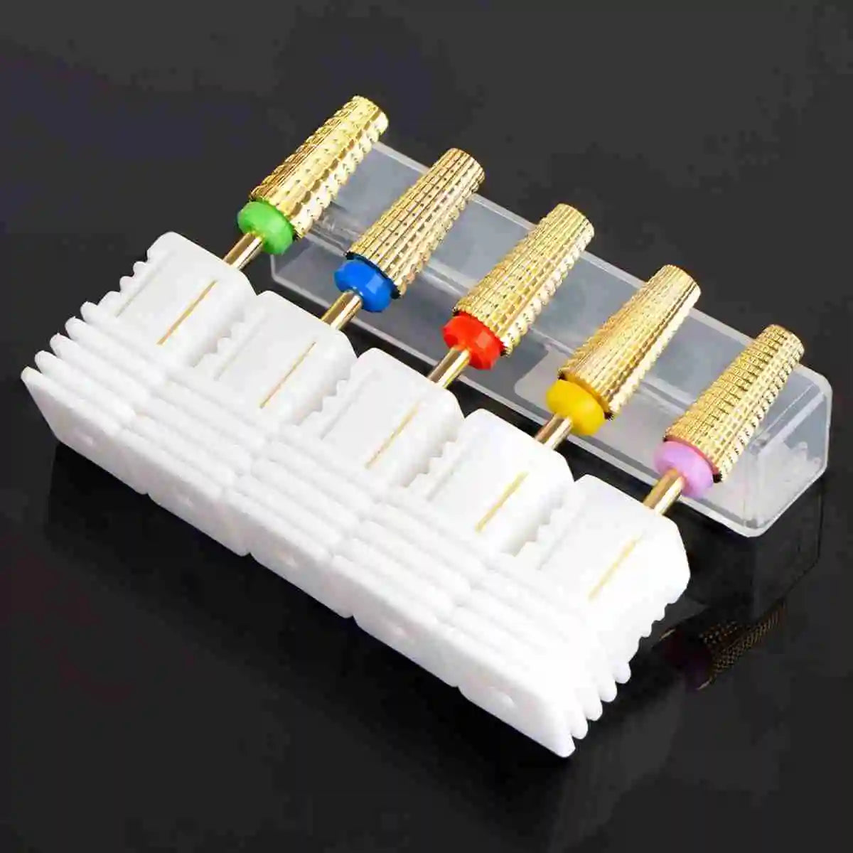 Gold Plated Tungsten Steel Nail Drill Bit Safely Remove Acrylic Hard Gel for Electric Manicure Machine Clean Tools Vue