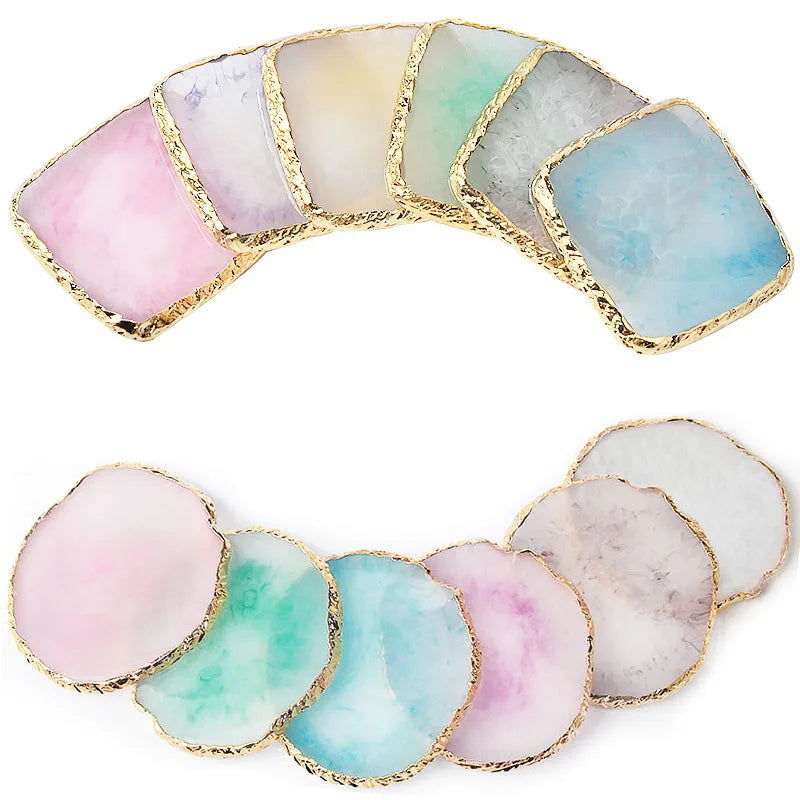 1PC Round Resin Agate Stone Nail Art Palette False Nail Tips Mixing Color Drawing Pallet Gel Polish Display Shelf Manicure Tool Vue