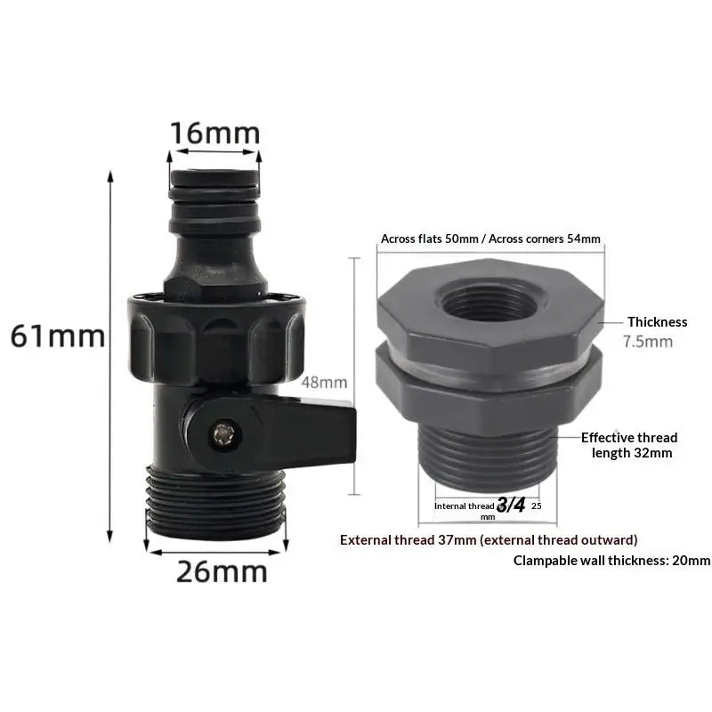 Garden Rainwater Collection Kit 3 4 Inch PVC Rain Bucket Diverter with Valve Fittings and Easy Fit Connector Vue A C
