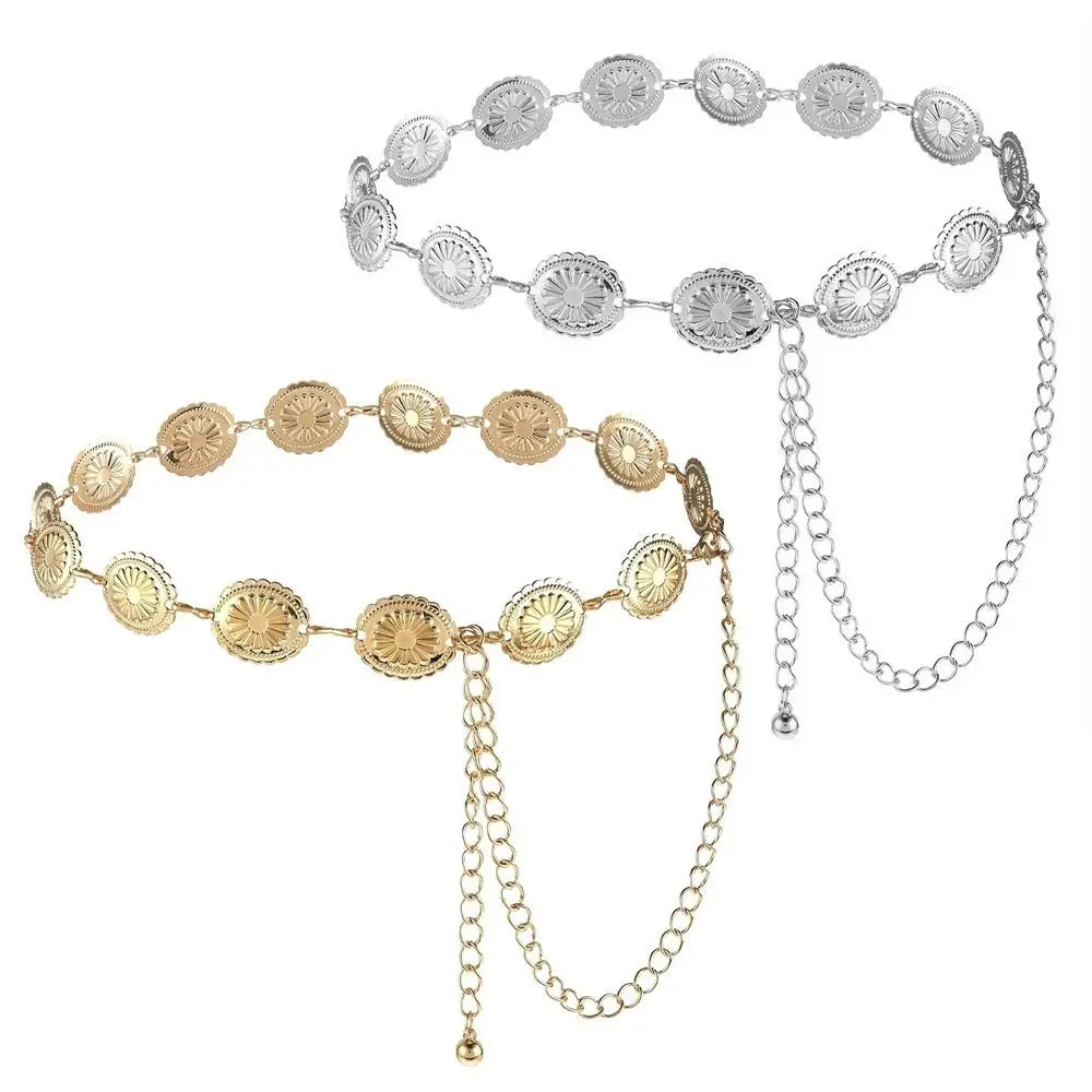 Fashion Gold Silver Waist Chain Metal Belt Adjustable Length Bohemian