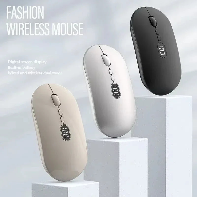 Lenovo Wireless Computer Mouse for Laptop Battery Level Visible Rechargeable 2.4G Portable USB Dual Modes Mouse Silent Click Vue