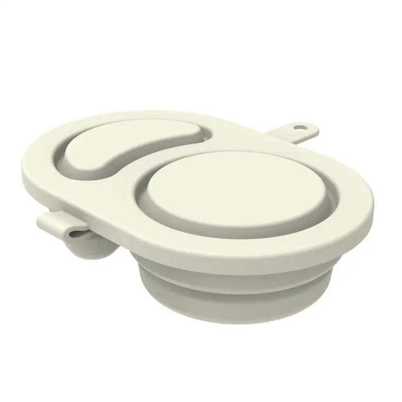 Silicone Snack Containers With Lids Foldable Reusable Snackle Box Containers Double Compartment Condiment Bowls Gadgets〔CC11〕 Vue Beige