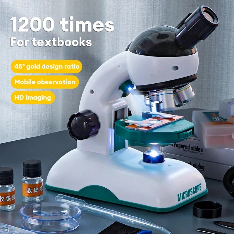 Kids 1200X HD Optical Microscope STEM Science Kit with Light Kids Science Microscope Vue