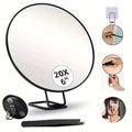 Magnifying Mirror 20X Magnification Handheld Makeup Mirror Portable Beauty Tool One-Side Tabletop Mount For Home Travel,Tweezers Vue 20X with Tweezers