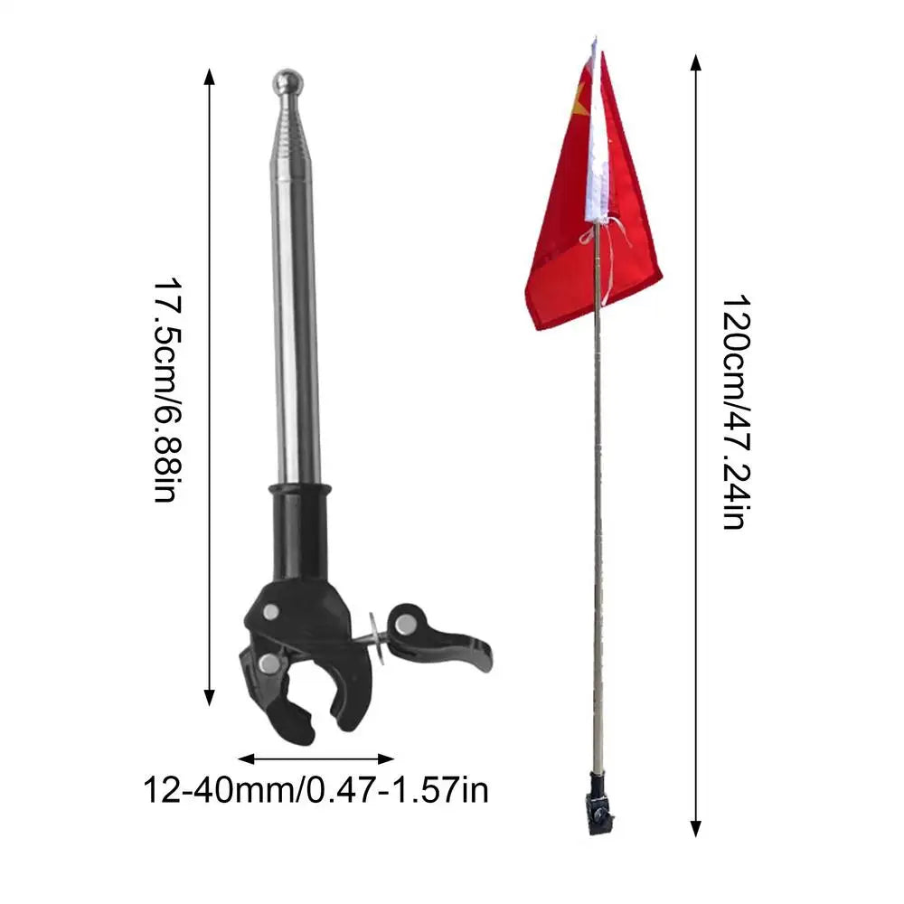 1.2M Telescopic Flagpole Stainless Steel Portable Pole Flag Waving Flagpole Flag Pole Car Holder for Truck Boat Vehicle Bicycle Vue flagpole bracket