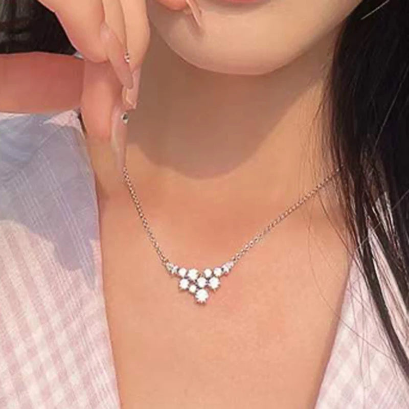 Huitan Cubic Zirconia Pendant Necklace – Women's Silver Jewelry Pendant Necklace Vue