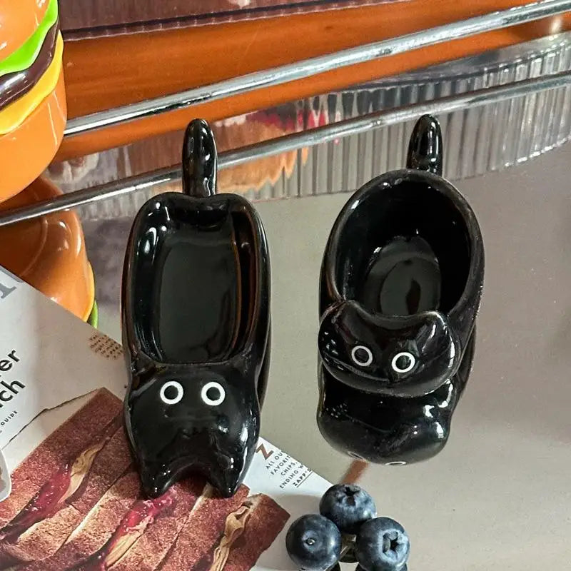 Ceramic Cat-Shaped Mini Dipping Plate Side Dish Small Bowl Home Diningware Kitchen Table Decorative Cat Bowl Vue C2