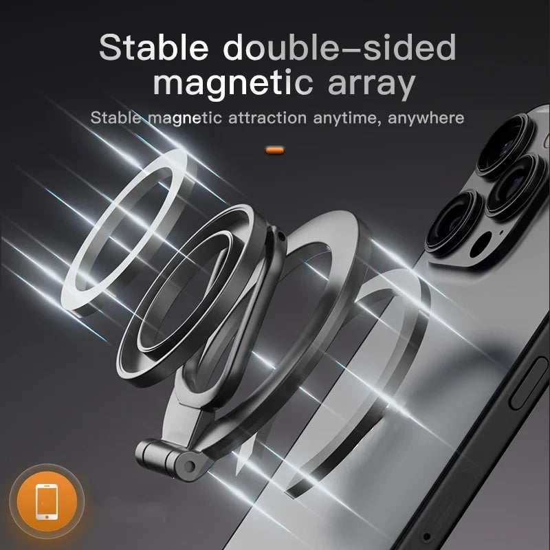 Double Sided For Magsafe Phone Stand Magnetic Phone Ring Holder Kickstand Magnet Grip for iPhone 17 16 15 -12 Samsung Car Holder Vue