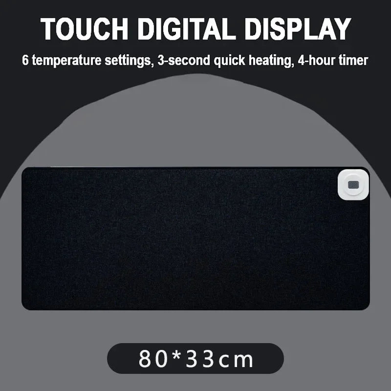 Dreamburgh Heated Mouse Pad Digital Display Waterproof 80×33cm Heated Mouse Pad Vue Black 80x33cm