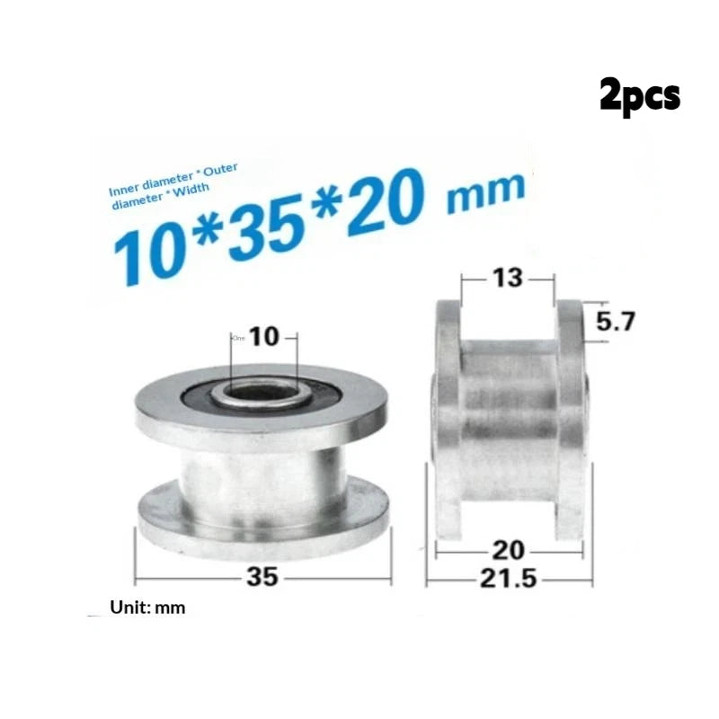 1 M8 M10x35x20mm H-groove Pulley Belt Groove Roller 6000-2RS Bearing Vue 2Pcs 10x35x20