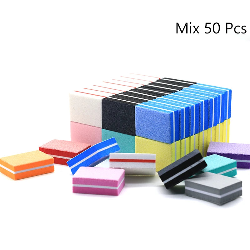 50Pc Professional Mini Nail Art buffer 100/180 Sandpaper Manicure Care File Sanding Polishing Nails File Grinding Equipment Tool Vue