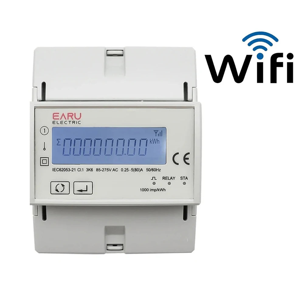 Tuya WiFi/Zigbee 80A Smart Single Phase 2way Bidirectional Energy Meter Timer Power Consumption Monitor KWh Meter with Backlight Vue WiFi Version