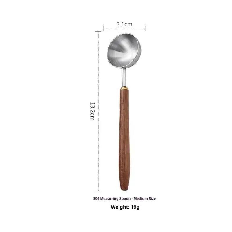 Wood Handle Stainless Steel Coffee Scoop Tablespoon Accurate Measuring Spoon for Coffee Beans Powder Home Cafe Use Vue M