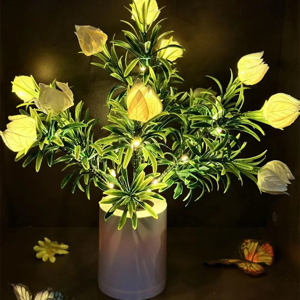 Night Light Battery Power Gardenia Flower Lights Interior Lighting Bedroom Desktop Decoration Table Lamp Night Lamps N008 Vue