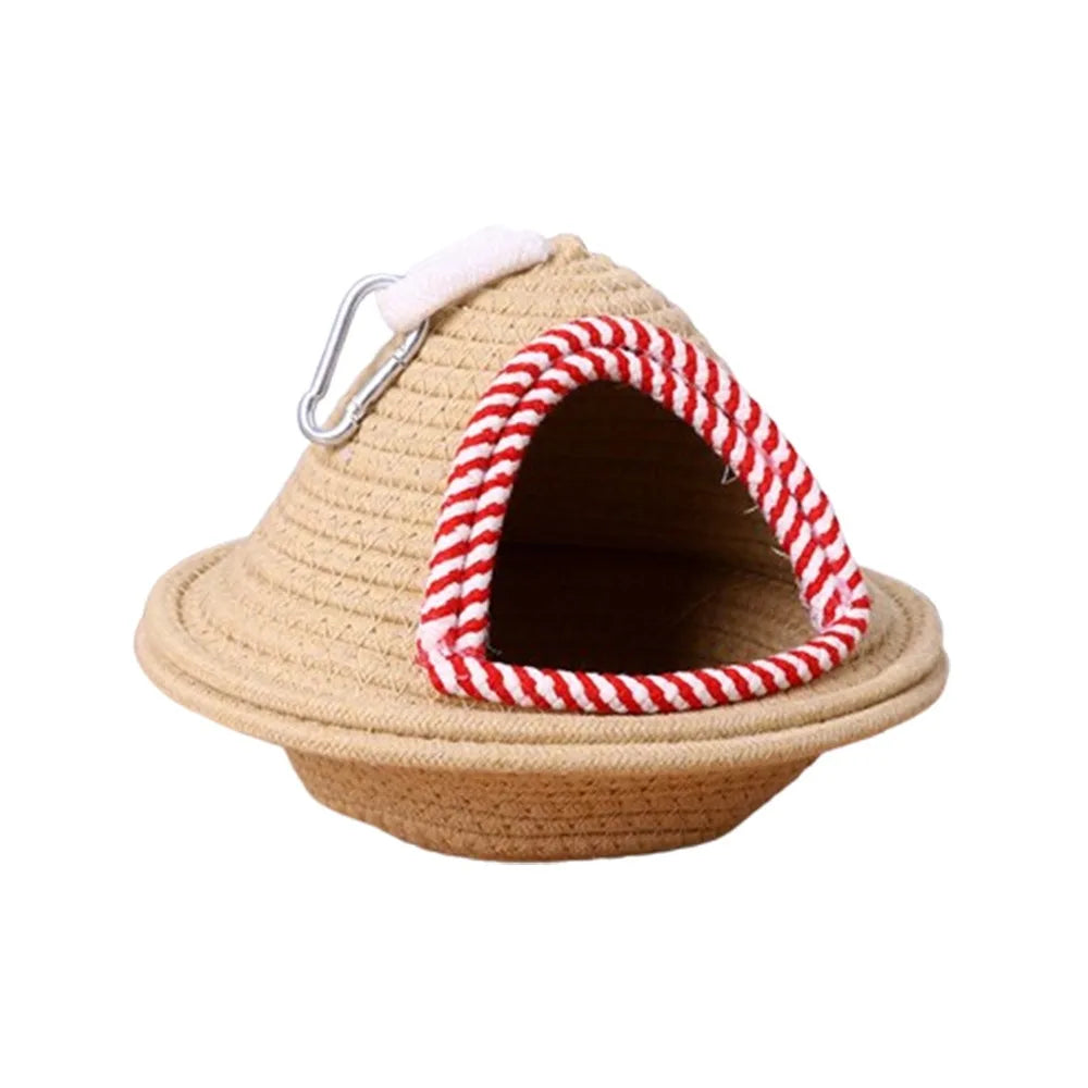 Warm Sleep Bird Cage Nest Handmade Weave Windproof Bird Hanging Bed Thickened Bite Resistant Pet Habitat Pet Parrot Vue Khaki