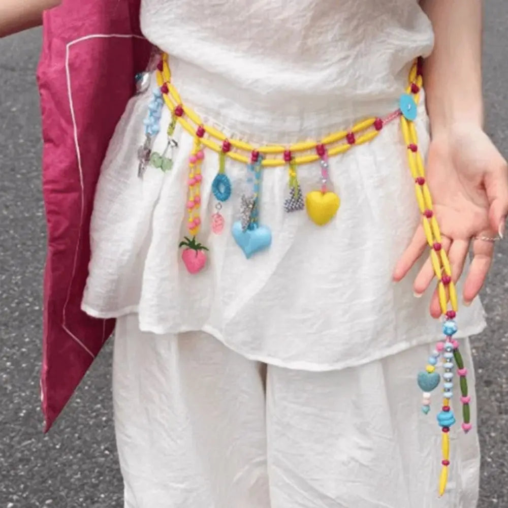 Colorful Beads Beaded Waist Chain Adjustable Belly Dopamine Vue