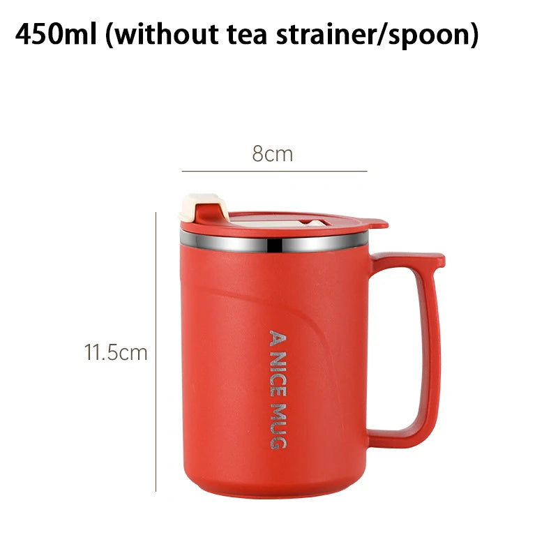 Thermal Coffee Mug Spoon Double Wall Stainless Steel Cold Water