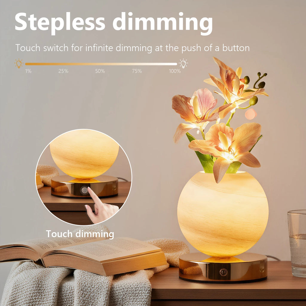 Flower Table Lamp 3-Color Touch Dimming LED USB Rechargeable Decorative Table Lamp Vue