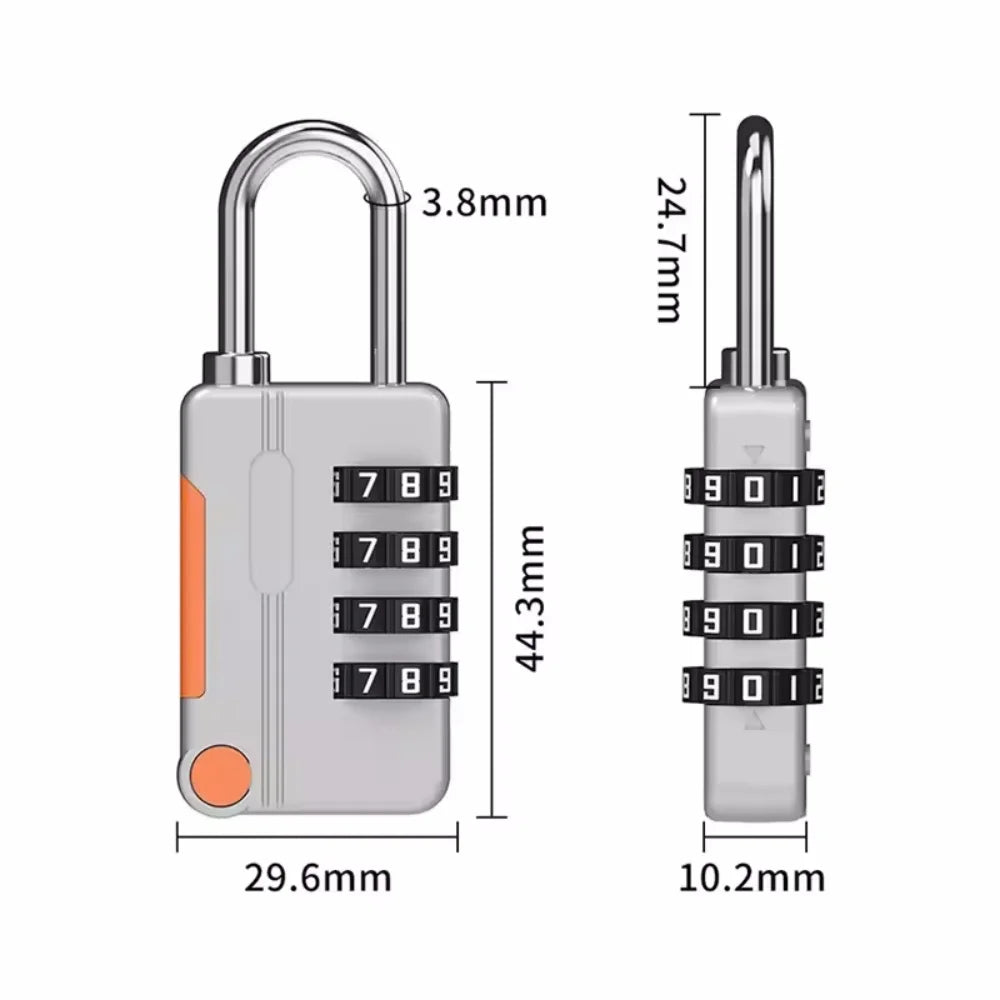 Mini Lock Resettable 4 Dial Digits Code Number Password Combination Padlock Travel Security Lock for Luggage Lock Padlock Gym Vue