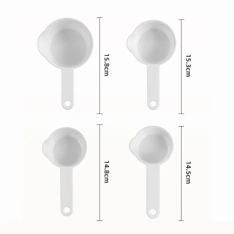 1Set Measuring Cups And Spoons Set White Plastic Kitchen Tools For Baking Cooking Mixing With Accurate Markings〔CC11〕 Vue 4Pcs
