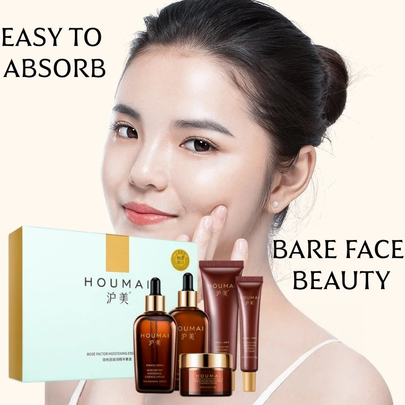Bosein Facial Care Essence Five-Piece Set, Rich in Skin Care Ingredients Such as Bifid Yeast, the Set Includes Cleansing Milk, Essence Serum, Essence Lotion, Eye Cream, and Face Cream, Hydrating and Moisturizing, Suitable for Vue