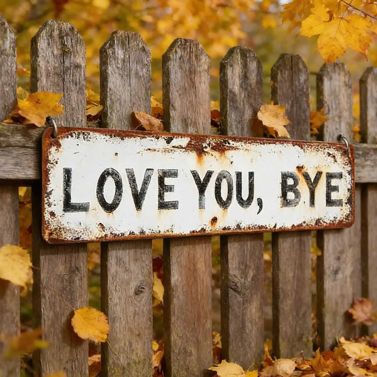 Love You Bye Vintage Metal Wall Sign | Retro Distressed Plaque Metal Wall Sign Vue