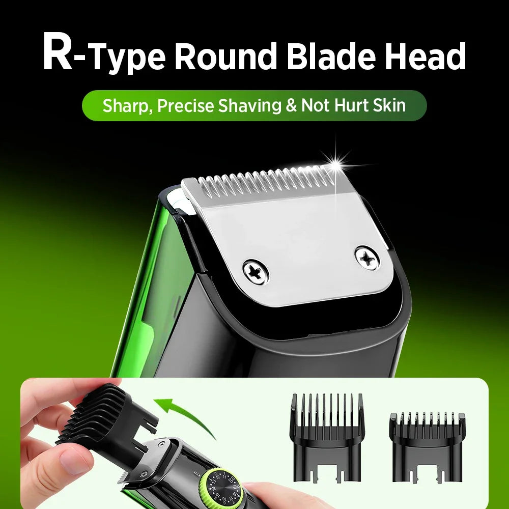 Cordless Electric Hair Trimmer IPX6 Waterproof Professional Hair Cutting Mustache Sideburn Men Razor Built-in Vacuum Clipper USB Vue