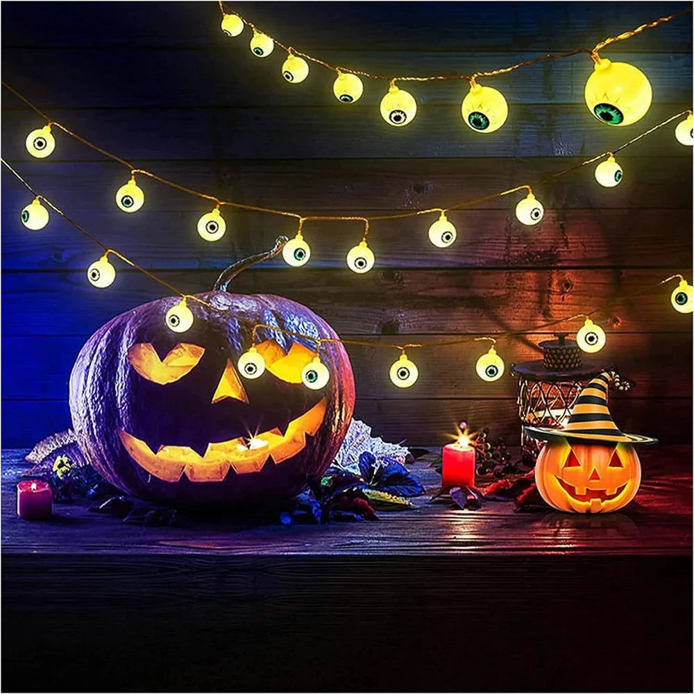 Halloween Luminous Simulation Ghost Eyeball LED String Lights Battery Creepy Horror Prop Lamp For Home Party Holidays Decor Vue