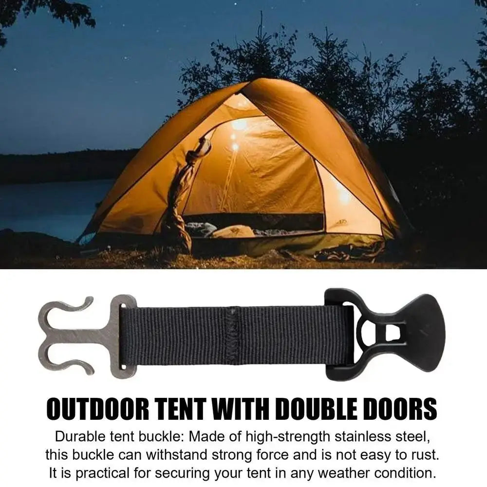 Double-door Tent Rope Tensioner Awning Hooks Stainless Steel Camping Tent Buckle Pull-up Nylon Tent Rope Holder Outdoor Sports Vue