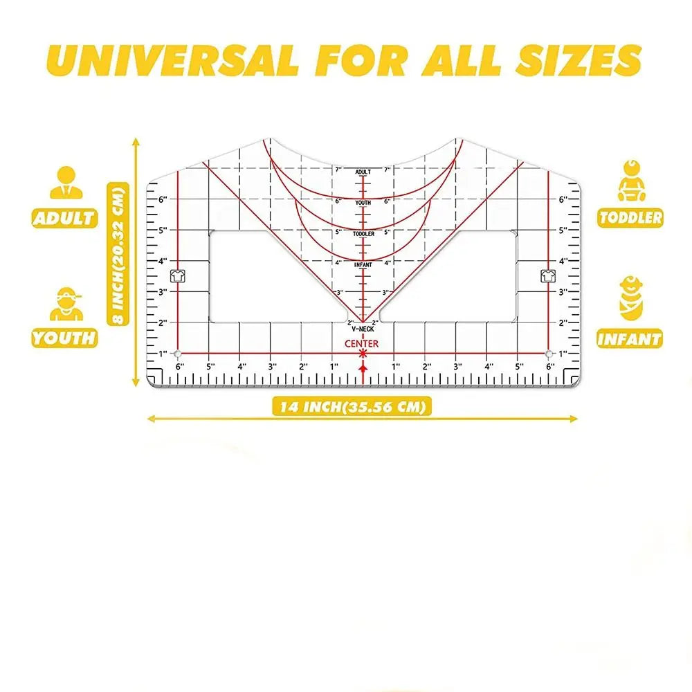 Tshirt Ruler Guide Vinyl Alignment Heat Press HTV All-in-ONE T Shirt