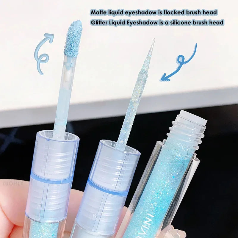 Double-headed Liquid Eye Shadow Matte Sequins Pearlescent Eye Makeup Lying Silkworm Brightening Droplet Tear Makeup Beauty Tools Vue