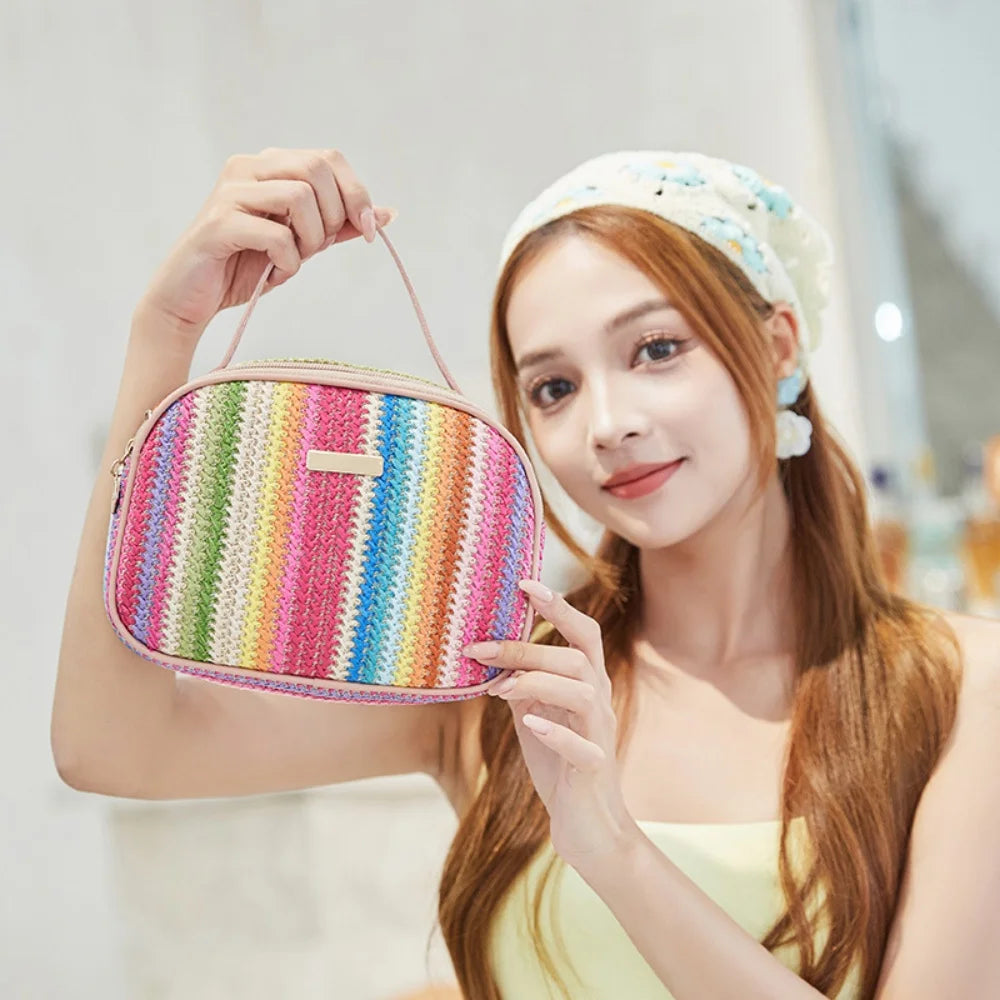 Rattan Knitting Women Straw Bag Beach Summer Chain Small Purse and Handbag Female Shoulder Crossbody Bags Travel Design Flap Bag Vue