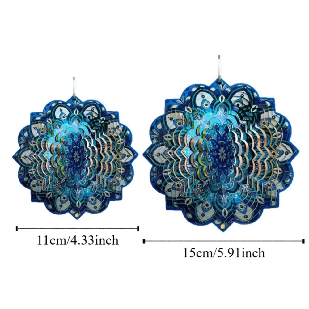 Vintage 3D Mandala Wind Chime Butterfly Flower Rotating Pendant Four-leaf Clover Vibrant Color Wind Spinner Yard Decoration Vue