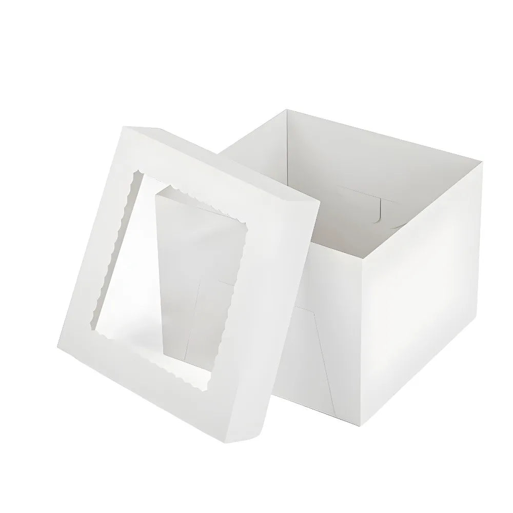 10pcs Multifunctional Square Disposable Cake Packaging Box White DIY Pastry Box with Window Cake Container Bakery Vue