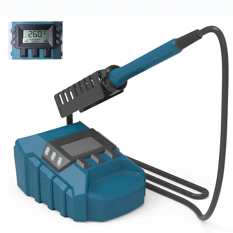 Portable Cordless Rapid-Heating Soldering Iron for Makita/Milwaukee/Bosch/DW 18/20V Lithium Batteries with USB and Type-C Ports Vue
