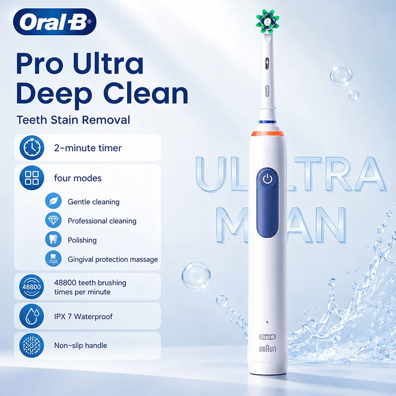 Oral B Orpro4 Electric Toothbrush 4 Modes Rechargeable Adult Toothbrush 2-Minute Timer Waterproof and Bright White Teeth Vue