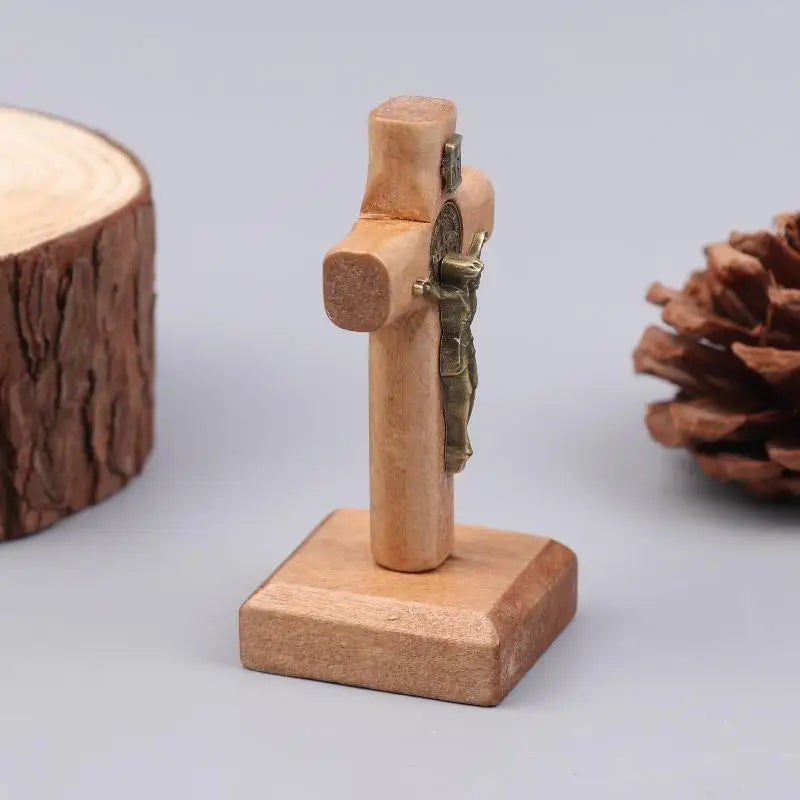 Wooden Standing Cross Party Decor Creative Ornament for Housewarming and Living Room Display Vue