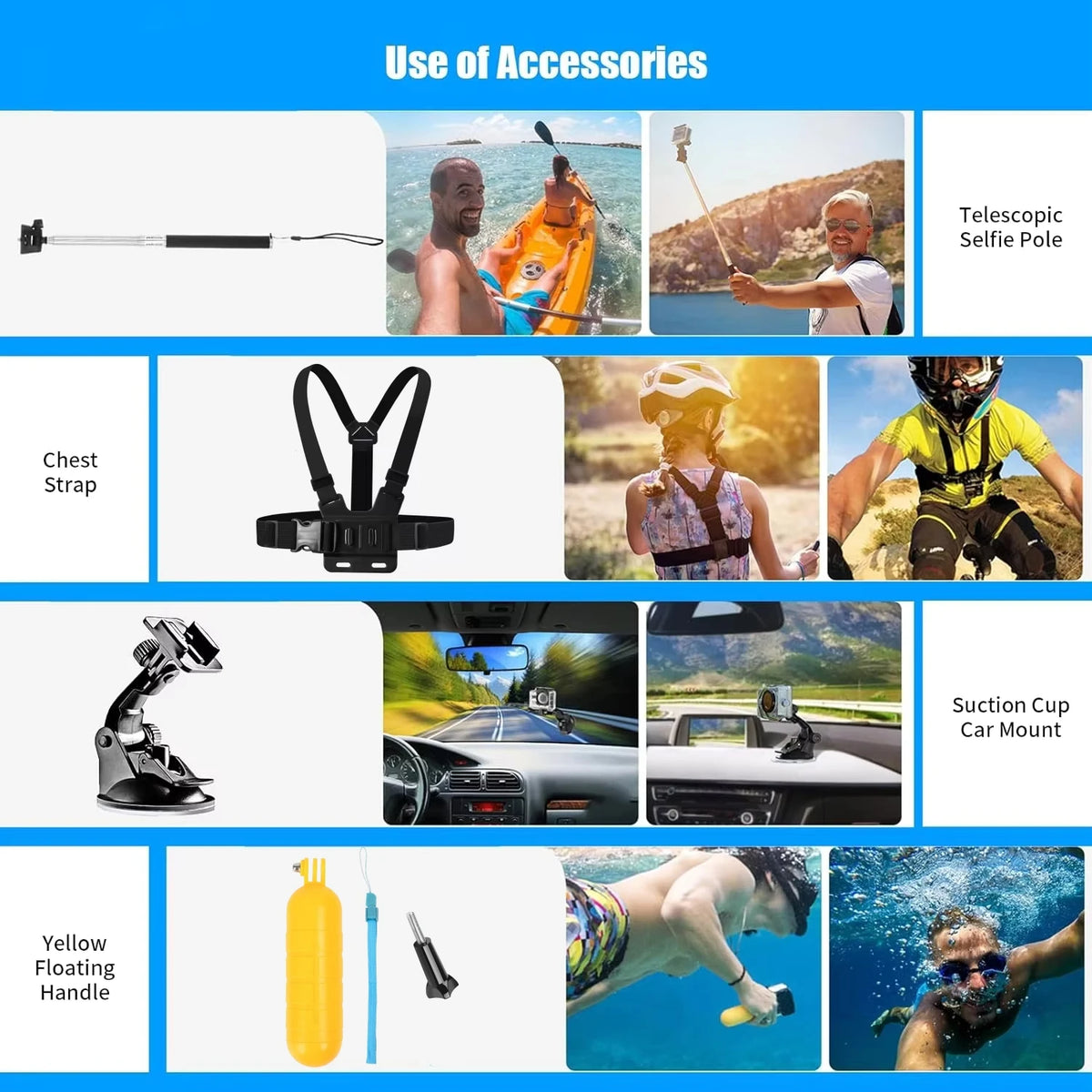 50 in 1 Action Camera Accessory Kit Sets for GoPro Hero 13 12 11 10 Insta360 X5 DJI Osmo Action 6 5Pro Cameras Accessories Set Vue