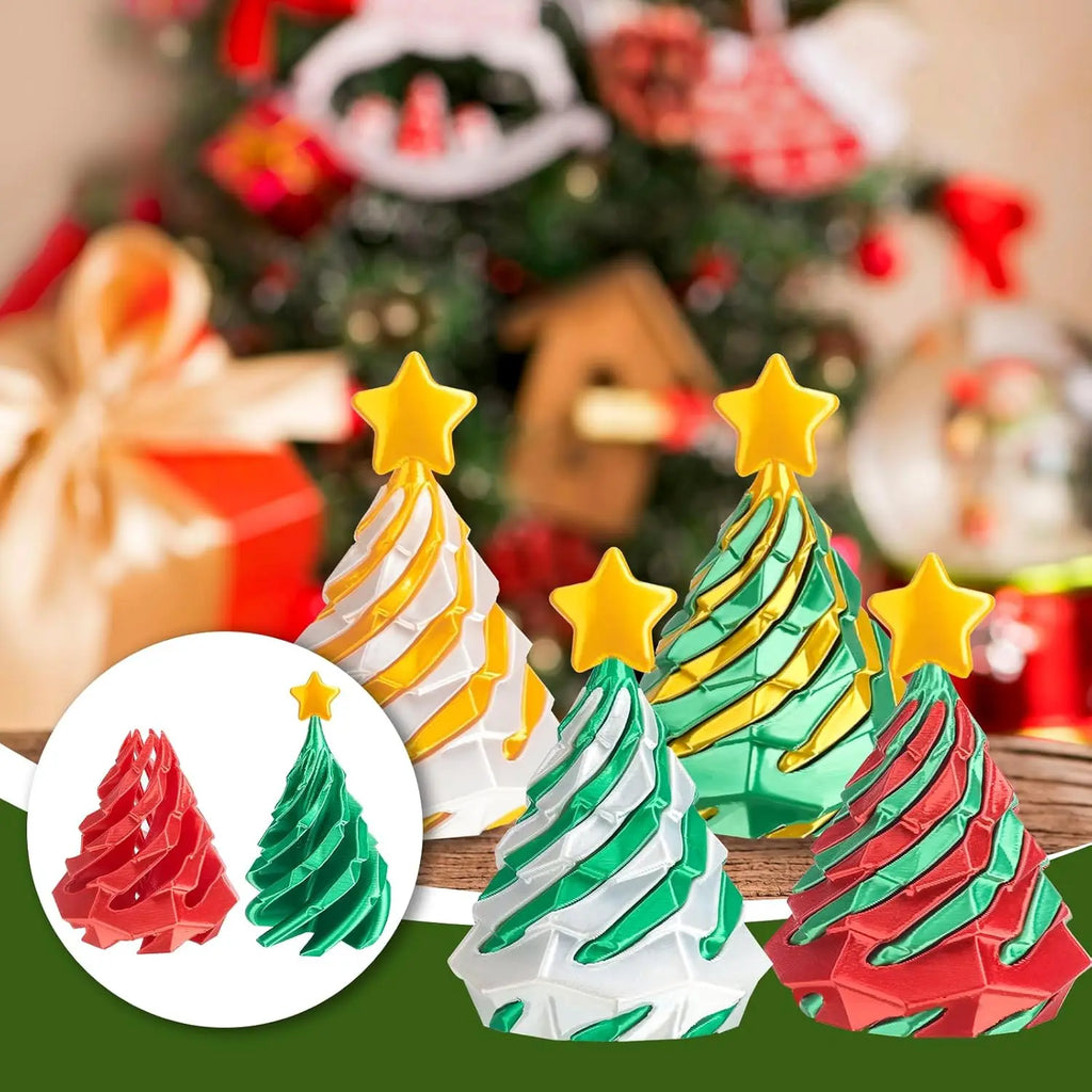 3D Printed Dual Color Spiral Christmas Tree Toy Creative Swirl Cone Stress Relief Gift for Kids Holiday Decoration Xmas Gift Vue